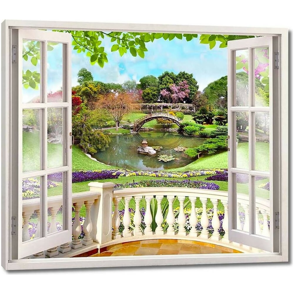 Изображение товара Картина на холсте Веранда с видом на зеленый сад 80x70 см Первое ателье