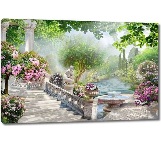 Изображение товара Картина ООО Первое ателье Невероятный сад с рекой фонтанами и цветами 115x77 см ps28692-5
