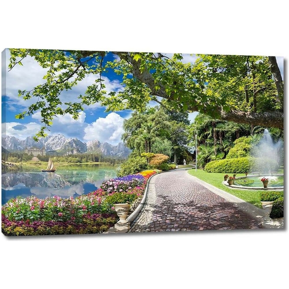 Изображение товара Картина на холсте Парк с улочками и фонтаном 115x77 см