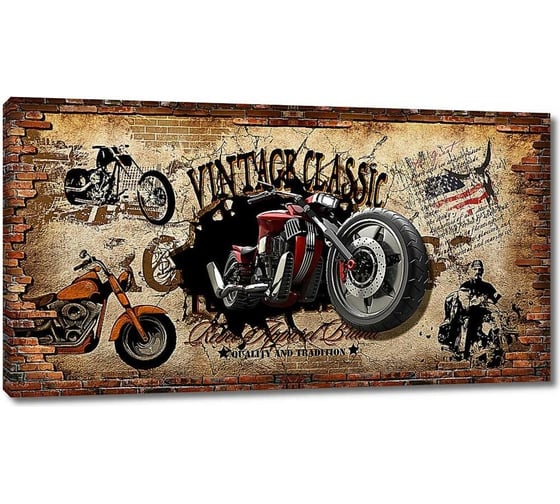 Изображение товара Картина ООО Первое ателье Винтаж классик с мотоциклом 60x33 см ps94979-3