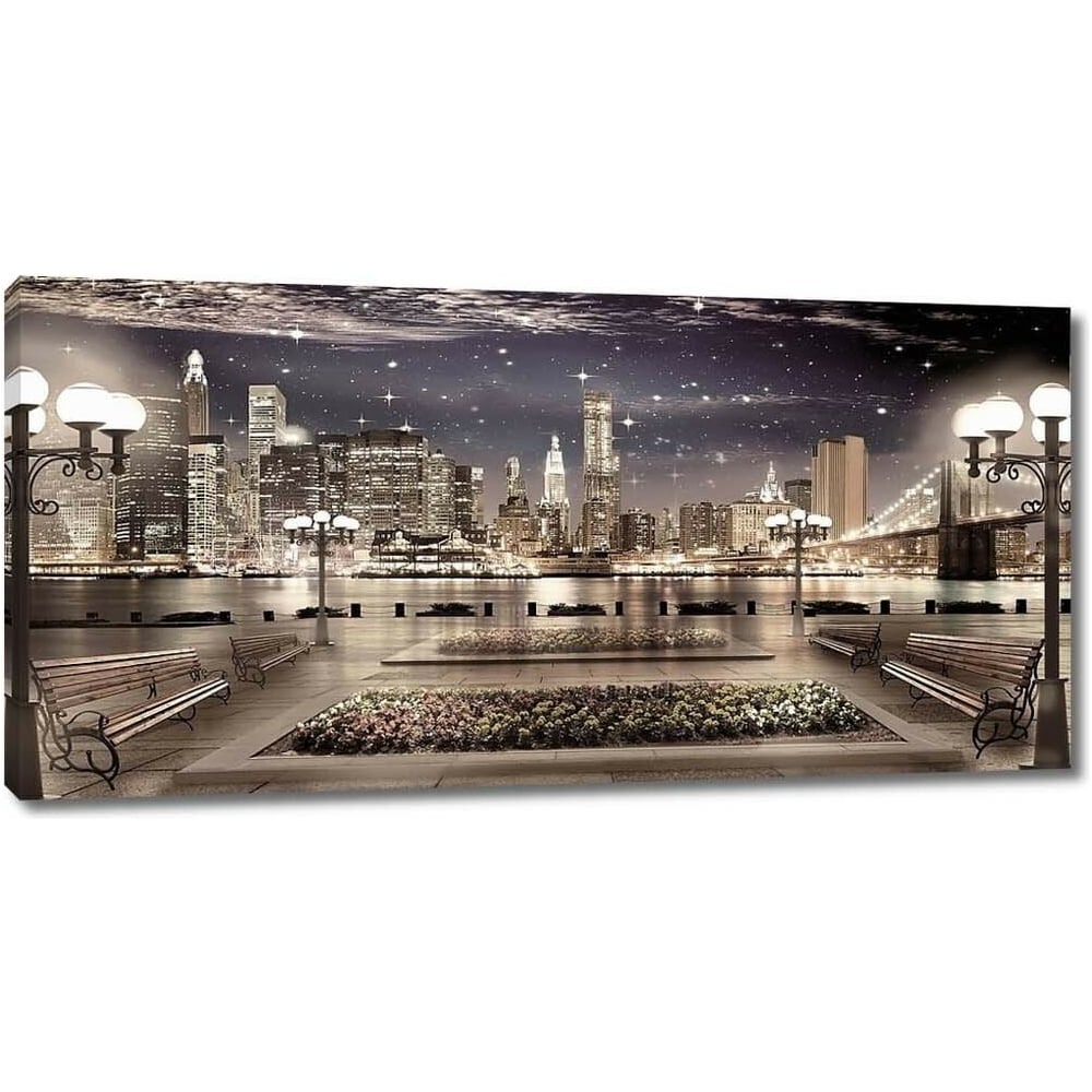 Изображение товара Картина на холсте вид с террасы на ночной город 80x39 см PS28600-4