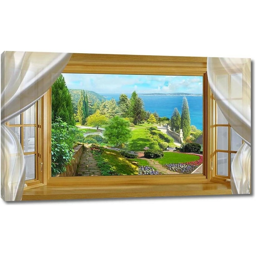 Изображение товара Картина Вид из окна на зеленый парк 100x60 см от Первое ателье