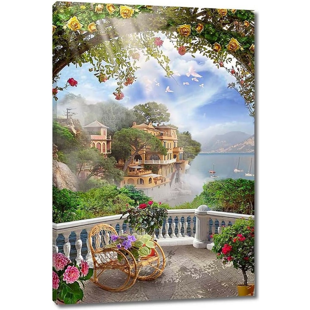 Изображение товара Картина на холсте Веранда с креслом-качалкой, 60x90 см, реализм