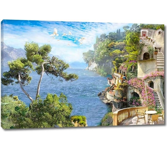 Изображение товара Картина ООО Первое ателье Вид с веранды на бескрайнее море 90x60 см ps28673-2