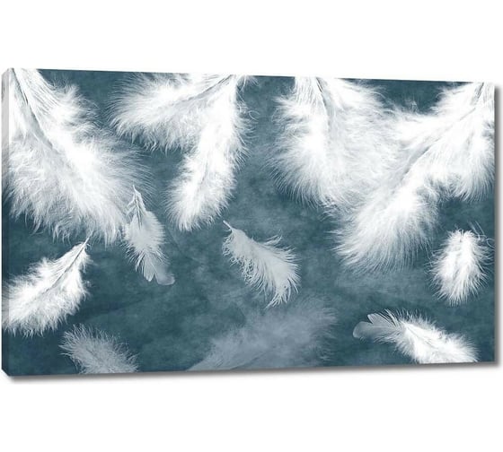 Изображение товара Картина ООО Первое ателье Пушистые перья на темно-сером фоне 60x38 см ps140477-3