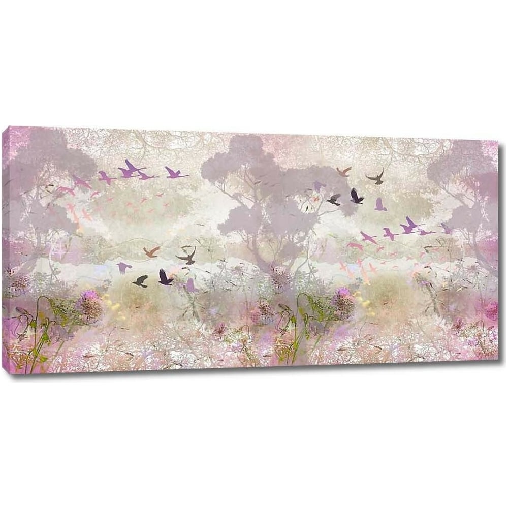 Изображение товара Картина на холсте ООО Первое ателье Абстрактный рисунок с птицами 115x58 см