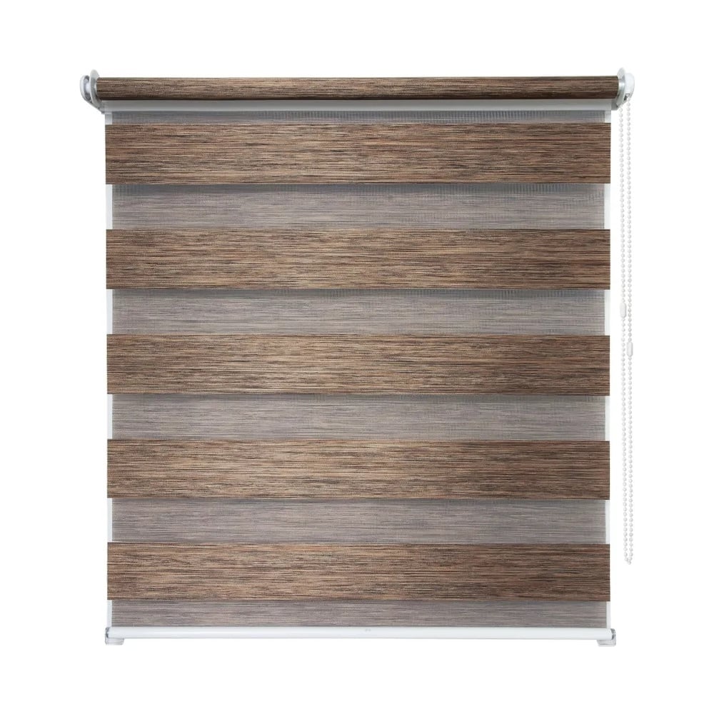 Изображение товара Рулонная штора УЮТ Канзас день-ночь 040x160 каштановая современная монтаж без сверления