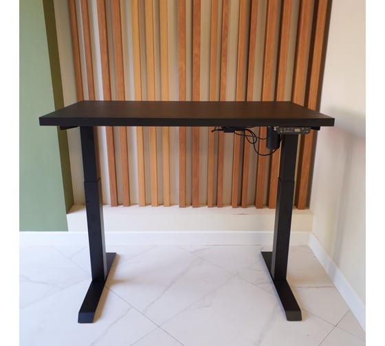 Изображение товара Стол StolStoya МОТОР UP с регулируемой высотой подстолье черное и столешница МДФ эмаль черная 120x65 SE211IBB12065