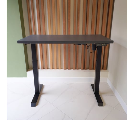 Изображение товара Стол StolStoya МОТОР UP с регулируемой высотой подстолье черное и столешница МДФ эмаль сланцево-серая SE211IBSS14070