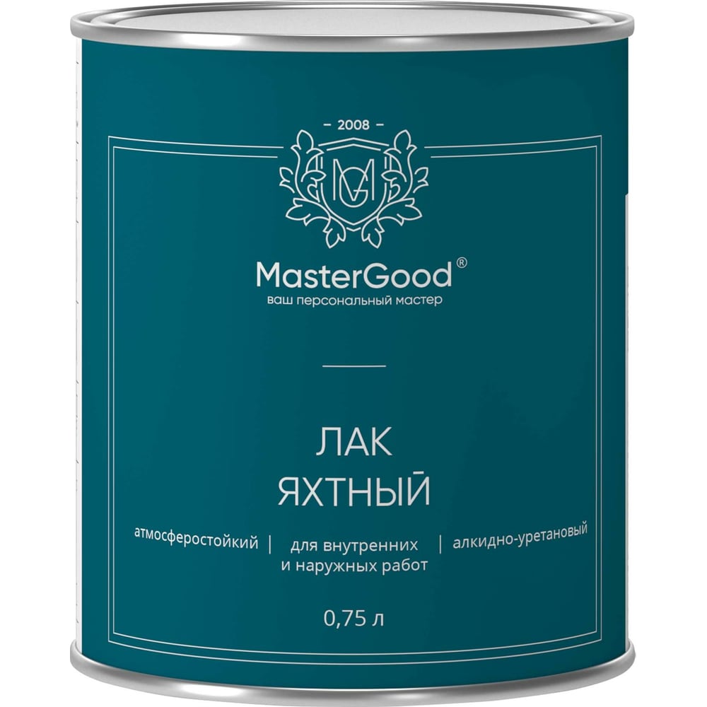 Изображение товара Лак яхтный алкидно-уретановый быстросохнущий глянцевый MasterGood MG 0,75 л MG-ЯХТН-0,75/Глн