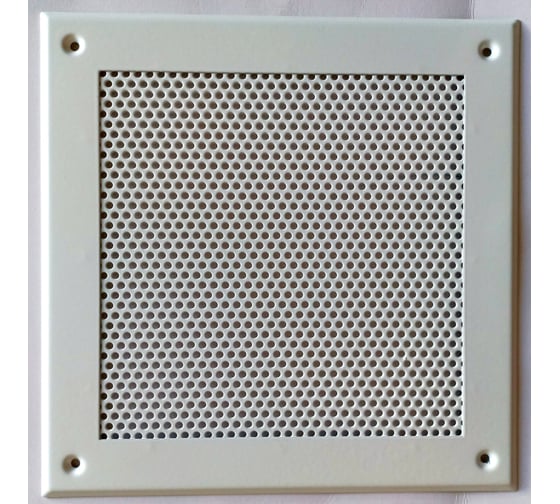 Изображение товара Решетка вентиляционная ООО Вентмаркет 200х200 мм, металлическая на саморезах, кружок, белый VRK00200S