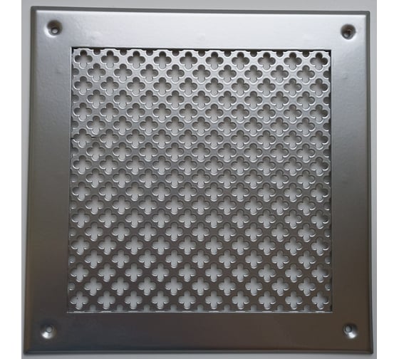 Изображение товара Решетка вентиляционная ООО Вентмаркет 200х200 мм, металлическая на саморезах, цветок, хром VRC00203S