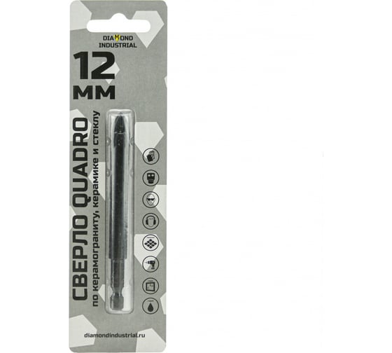 Изображение товара Сверло по керамограниту, керамике и стеклу 12 мм, 4 грани Diamond Industrial DIDSK012