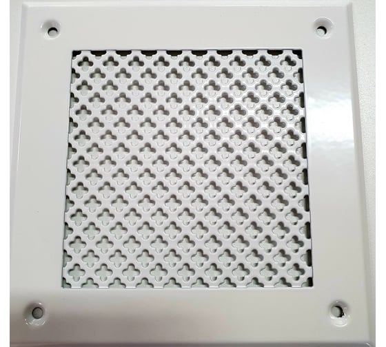 Изображение товара Решетка вентиляционная ООО Вентмаркет 150х150 мм, металлическая на саморезах, цветок, белый VRC00150S1