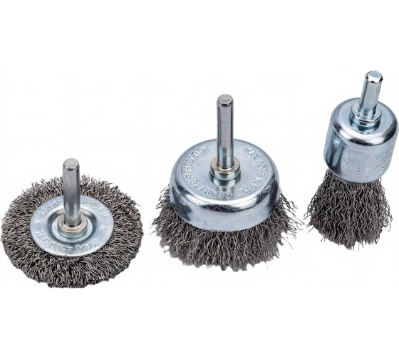 Изображение товара Набор щеток проволочных для дрели 3 шт, 1/4" INTERTOOL BT-0300