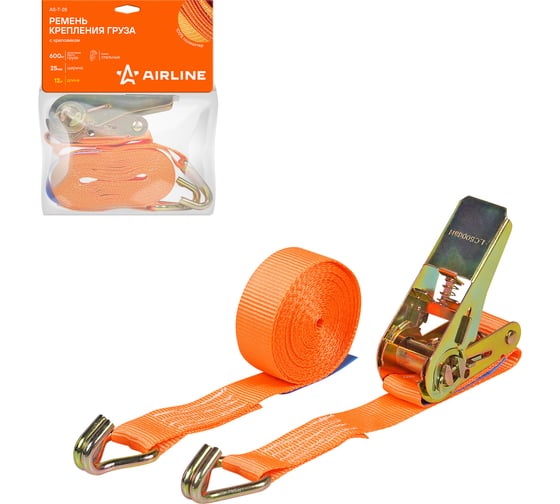 Изображение товара Ремень крепления груза с храповиком Airline 12 м, 600 кг AS-T-28