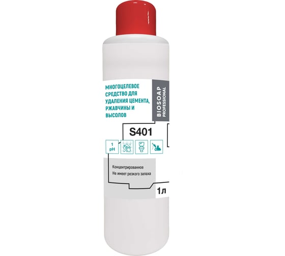 Изображение товара Многоцелевое средство для удаления цемента, ржавчины и высолов АиС BIOSOAP PROFESSIONAL / S401 1 л 9041401