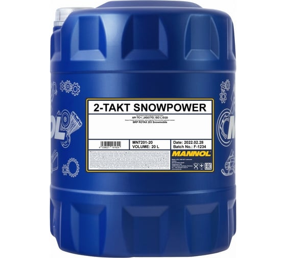Изображение товара Масло синтетическое моторное 2-TAKT SNOWPOWER 20 л для снегоходов MANNOL 1445