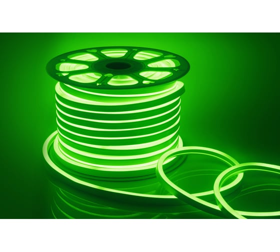 Изображение товара Светодиодный неон Apeyron, мини, 220В, 5,5Вт/м,smd2835,120д/м ,IP65, 8x16мм, 50м, зелёный / 17-37