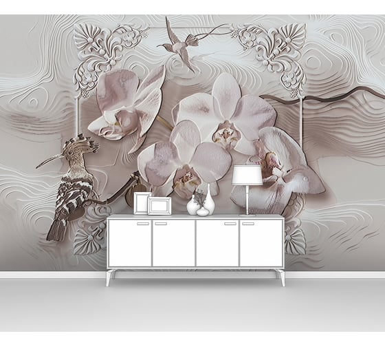 Изображение товара Фотообои птицы цветы "Удод и орхидея" 400x270 ШxВ ООО Первое ателье pw97375