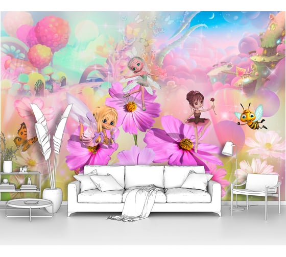Изображение товара Фотообои "Цветочные феи на поляне" 200x135 ШxВ ООО Первое ателье pw94740-2