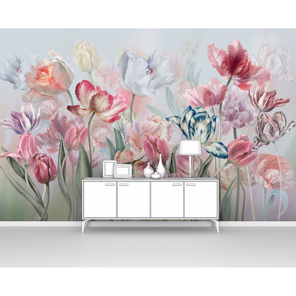 Изображение товара Фотообои "Акварель-тюльпаны" 400x260 см виниловые на флизелине