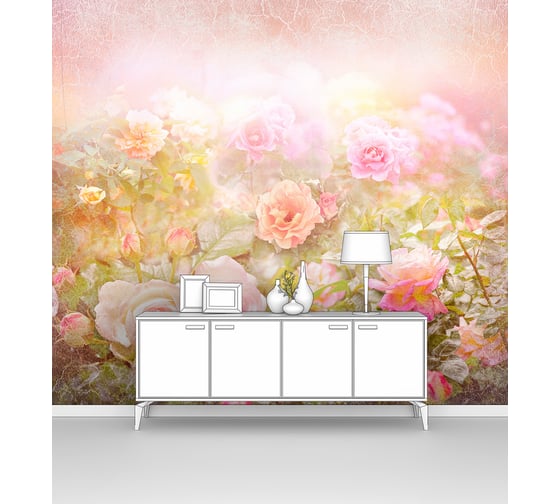 Изображение товара Фотообои цветы розы "Розовые кусты в солнечном свете" 115x100 ШxВ ООО Первое ателье pw143051-1