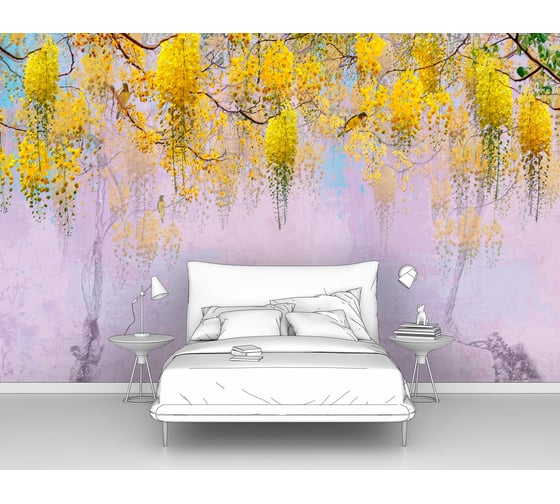 Изображение товара Фотообои цветы "Желтые гроздья цветов" 400x250 ШxВ ООО Первое ателье pw97352