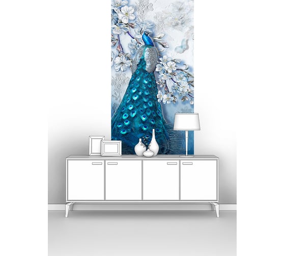 Изображение товара Фотообои птицы "Голубой павлин" 100x190 ШxВ ООО Первое ателье pw97382