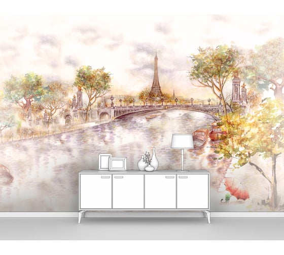 Изображение товара Фотообои город "Париж в акварели" 400x280 ШxВ ООО Первое ателье pw97363