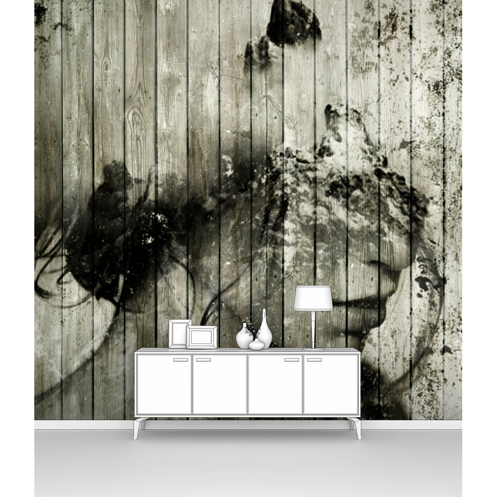 Изображение товара Фотообои лофт Полустертое лицо девушки на заборе 1x1.09 м мойка влагостойкие