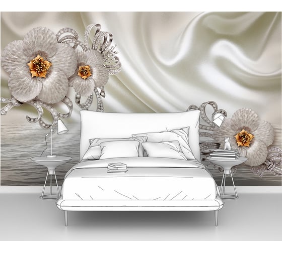 Изображение товара Фотообои 3d абстракции "Цветы на фоне шелковой ткани" 160x100 ШxВ ООО Первое ателье pw73808-1