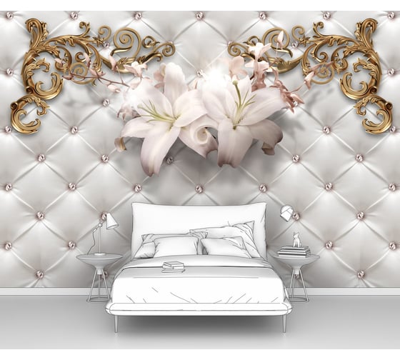 Изображение товара Фотообои абстракции цветы "Две лилии и вензели на коже" 400x280 ШxВ ООО Первое ателье pw94010-4