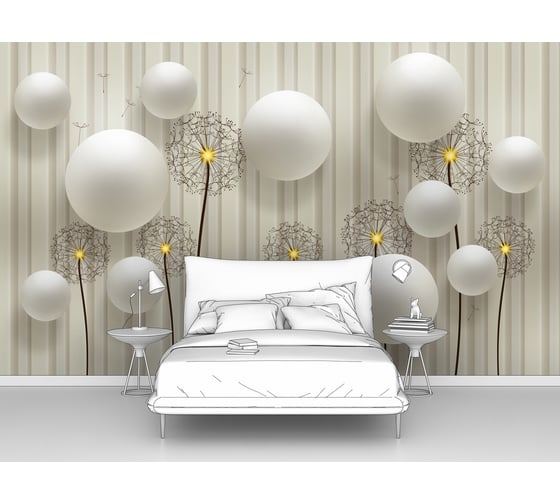 Изображение товара Фотообои абстракции цветы"Одуванчики и шары" 400x240 ШxВ ООО Первое ателье pw94015-4