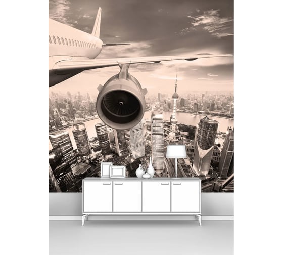 Изображение товара Фотообои "Самолет и вид на город с высоты" 200x200 ШxВ ООО Первое ателье pw78600-2