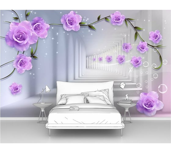 Изображение товара Фотообои 3d абстракции "Цветы на фоне коридора" 200x125 ШxВ ООО Первое ателье pw73828-2