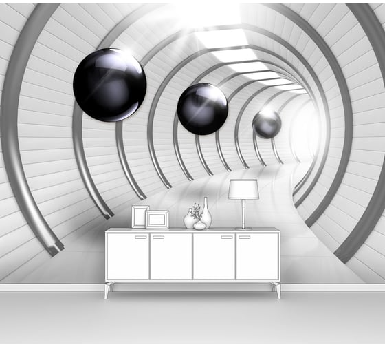 Изображение товара Фотообои 3d абстракции "Шары в круглом тоннеле" 400x290 ШxВ ООО Первое ателье pw93977-4