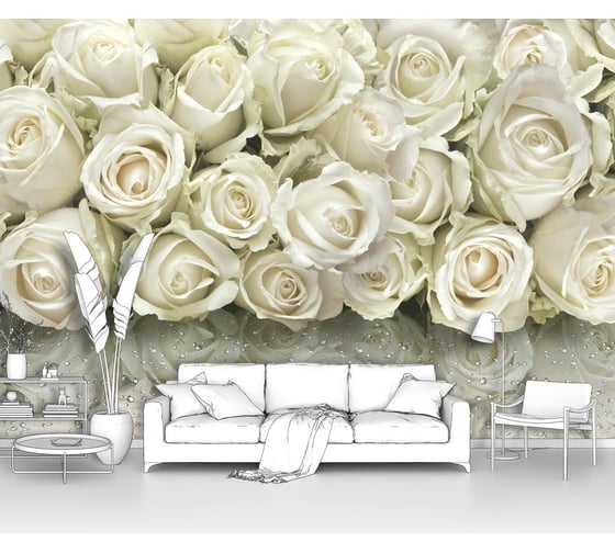 Изображение товара Фотообои цветы розы "Панно из белых роз" 400x270 ШxВ ООО Первое ателье pw94016-4