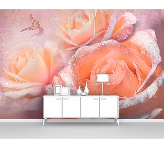 Изображение товара Фотообои цветы "Оранжевые розы в росе" 150x100 ШxВ ООО Первое ателье pw78678-1