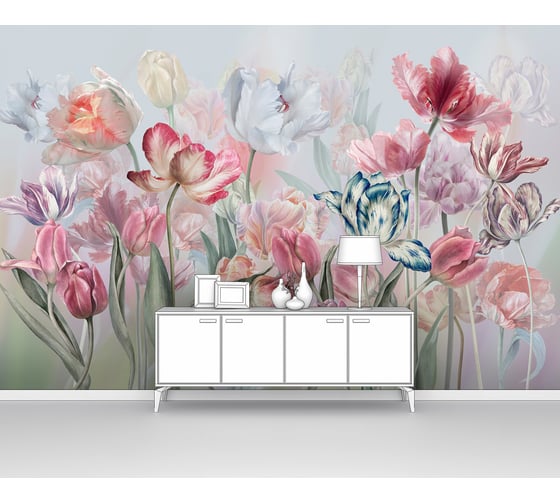 Изображение товара Фотообои цветы "Акварель-тюльпаны" 300x195 ШxВ ООО Первое ателье pw97344-3