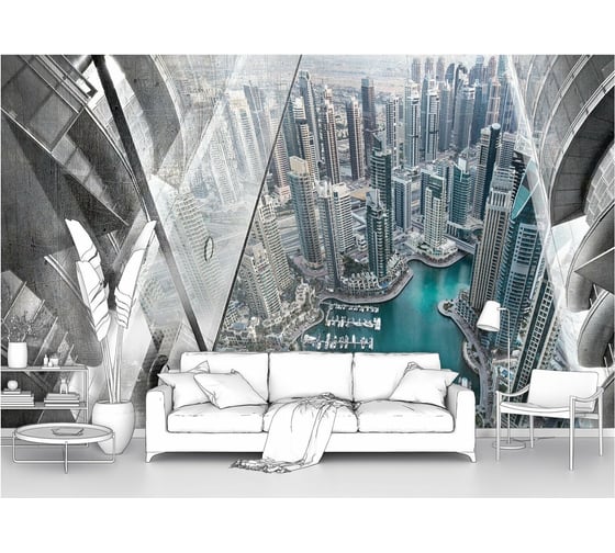 Изображение товара Фотообои "Футуристичный вид на город с высоты" 200x130 ШxВ ООО Первое ателье pw78687-2