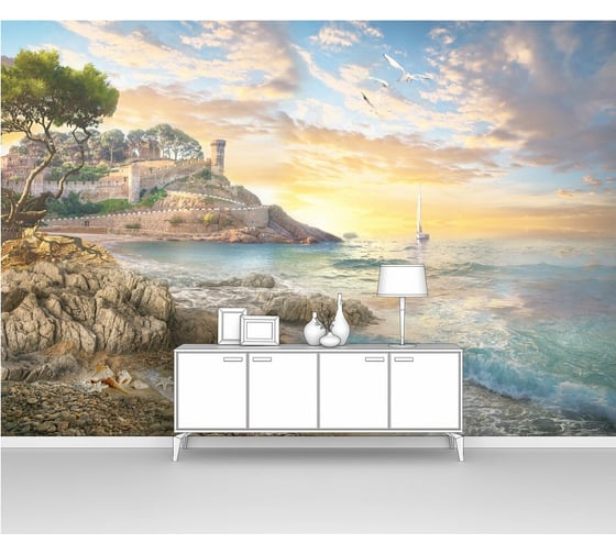 Изображение товара Фотообои море "Закат над скалистым берегом" 200x130 ШxВ ООО Первое ателье pw94734-2