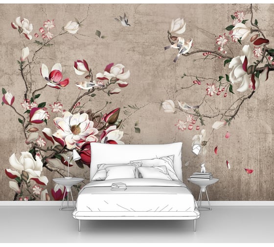 Изображение товара Фотообои цветы "Мелкие розы с падающими лепестками" 400x290 ШxВ ООО Первое ателье pw141191-4