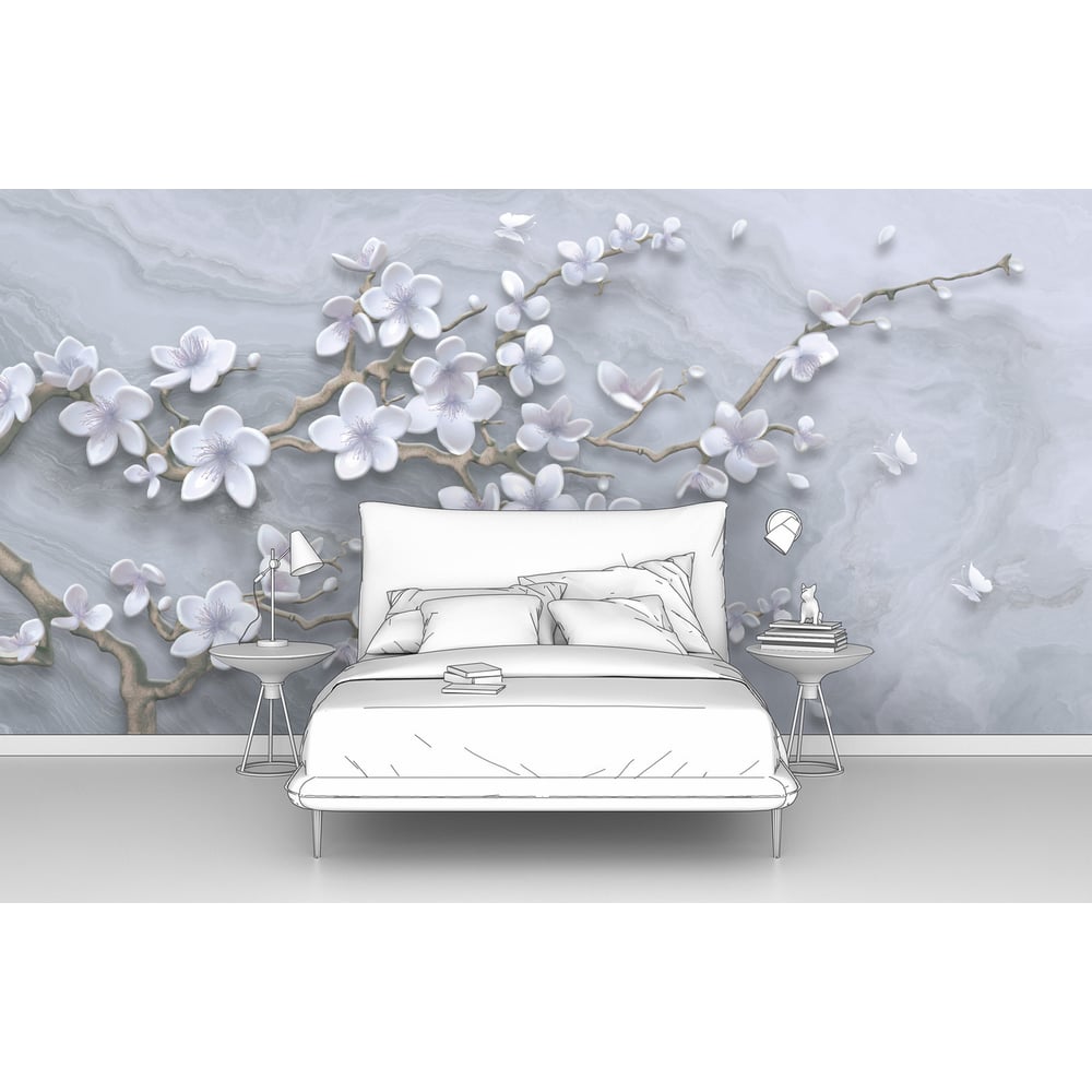 Изображение товара Фотообои сакура мрамор 400x200 см флизелин винил песок