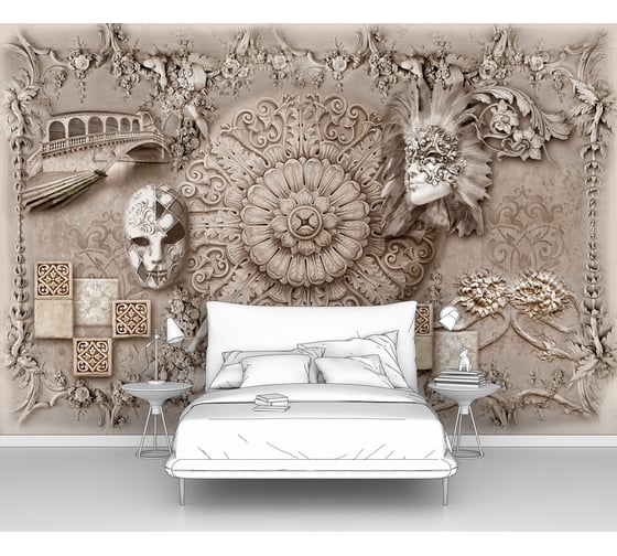 Изображение товара Фотообои лофт "Венецианские мотивы - лепнина на штукатурке" 300x205 ШxВ ООО Первое ателье pw97373-3