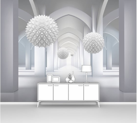 Изображение товара Фотообои 3d абстракции "Шары ежи в арочном тоннеле" 400x300 ШxВ ООО Первое ателье pw140486-4