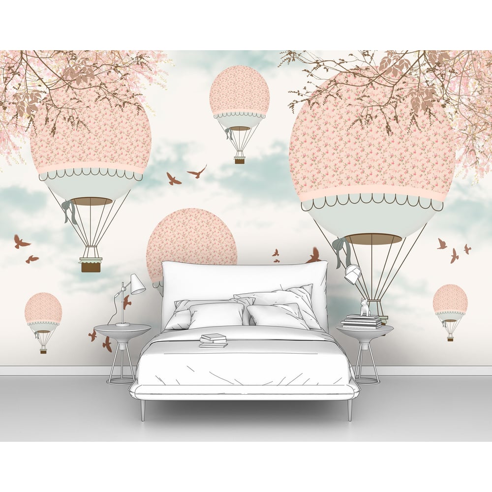 Изображение товара Фотообои Нежные воздушные шары 4 полосы винил моющиеся 2.59 м