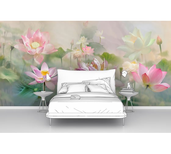 Изображение товара Фотообои цветы "Композиция из лотосов" 300x150 ШxВ ООО Первое ателье pw97381-3