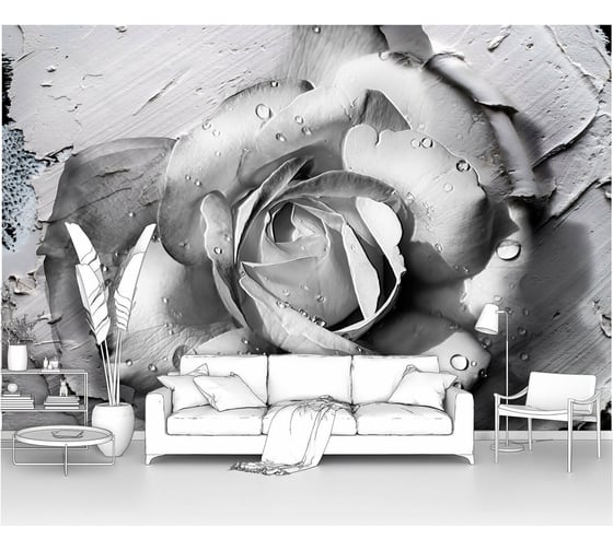 Изображение товара Фотообои 3d абстракции розы "Черно-белая роза" 200x130 ШxВ ООО Первое ателье pw97369-2