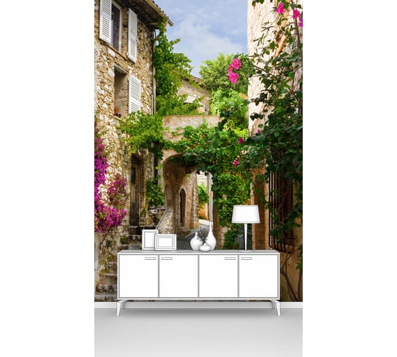 Изображение товара Фотообои "Цветущий дворик со ступенечками" 100x170 ШxВ ООО Первое ателье pw141246-1